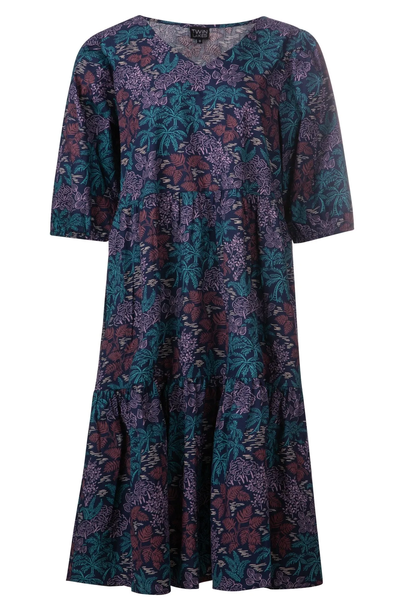 100% Cotton Dress | Blues Fern Sketch | 6524A1