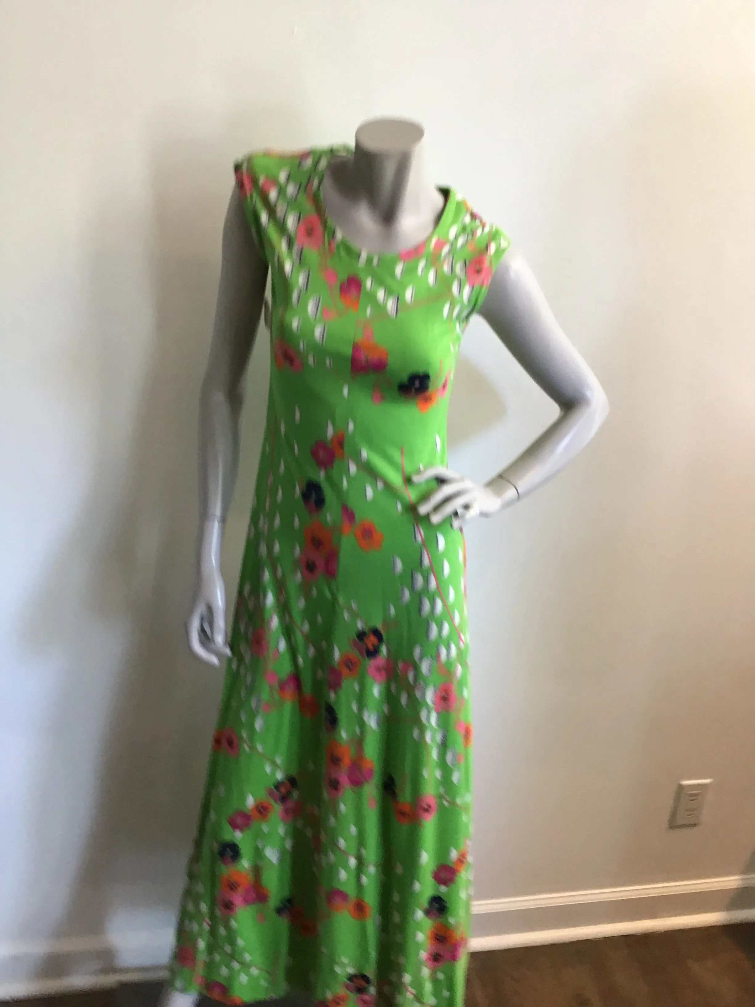 1970's Gloria Sachs Printed Maxi Dress
