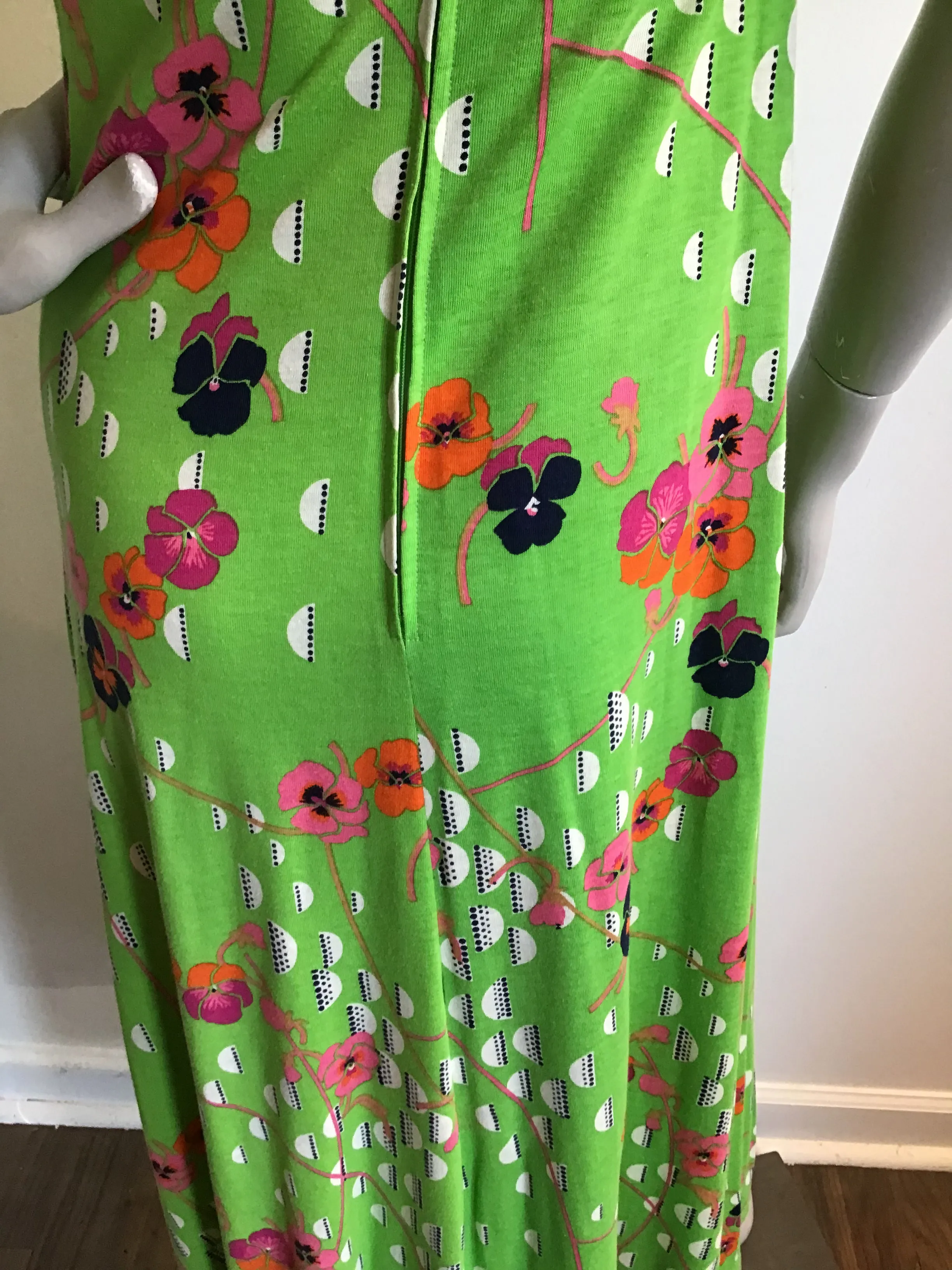 1970's Gloria Sachs Printed Maxi Dress