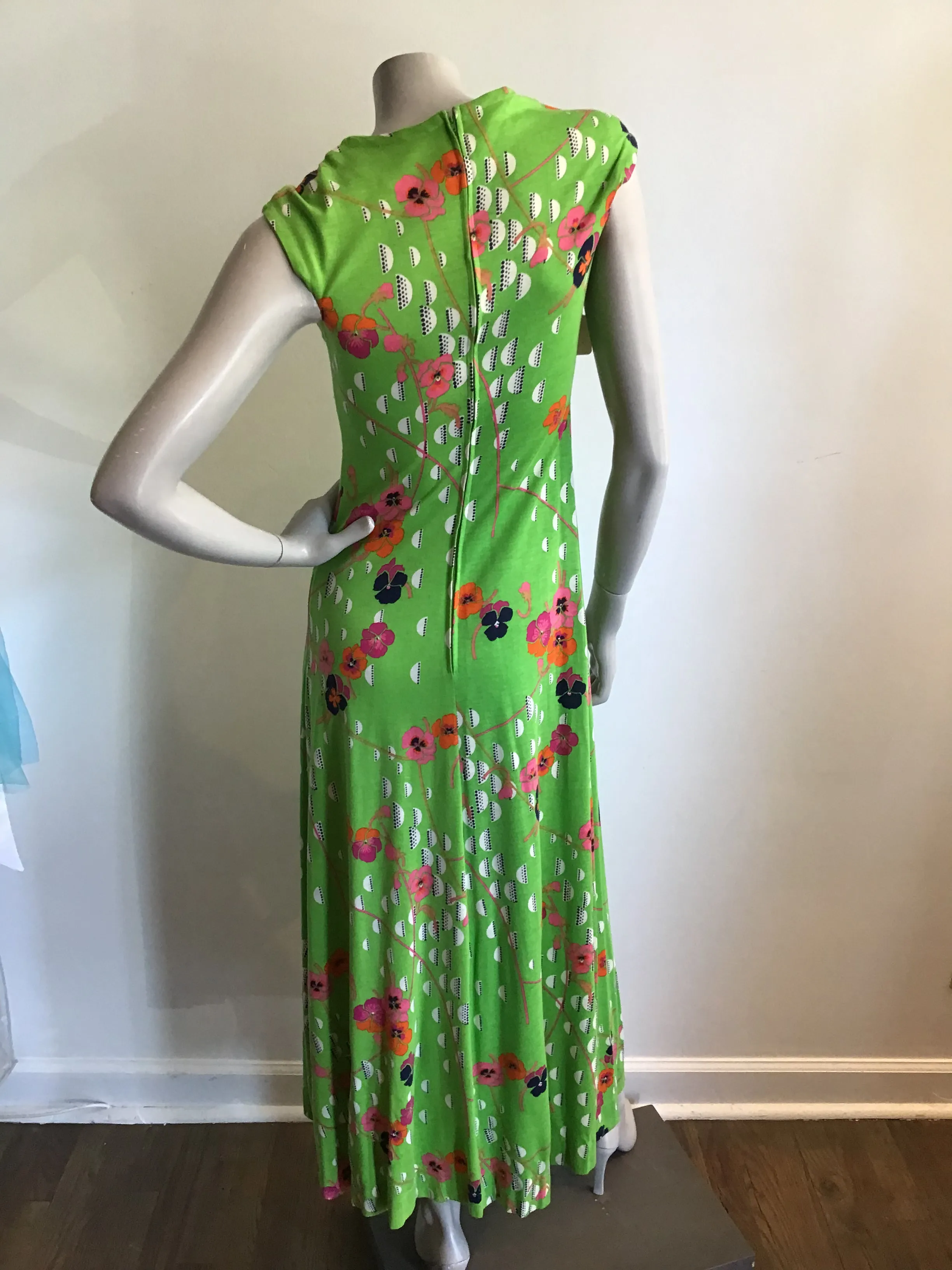 1970's Gloria Sachs Printed Maxi Dress
