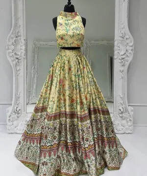 2 Pieces Floral Print Long Prom Dress 2017
