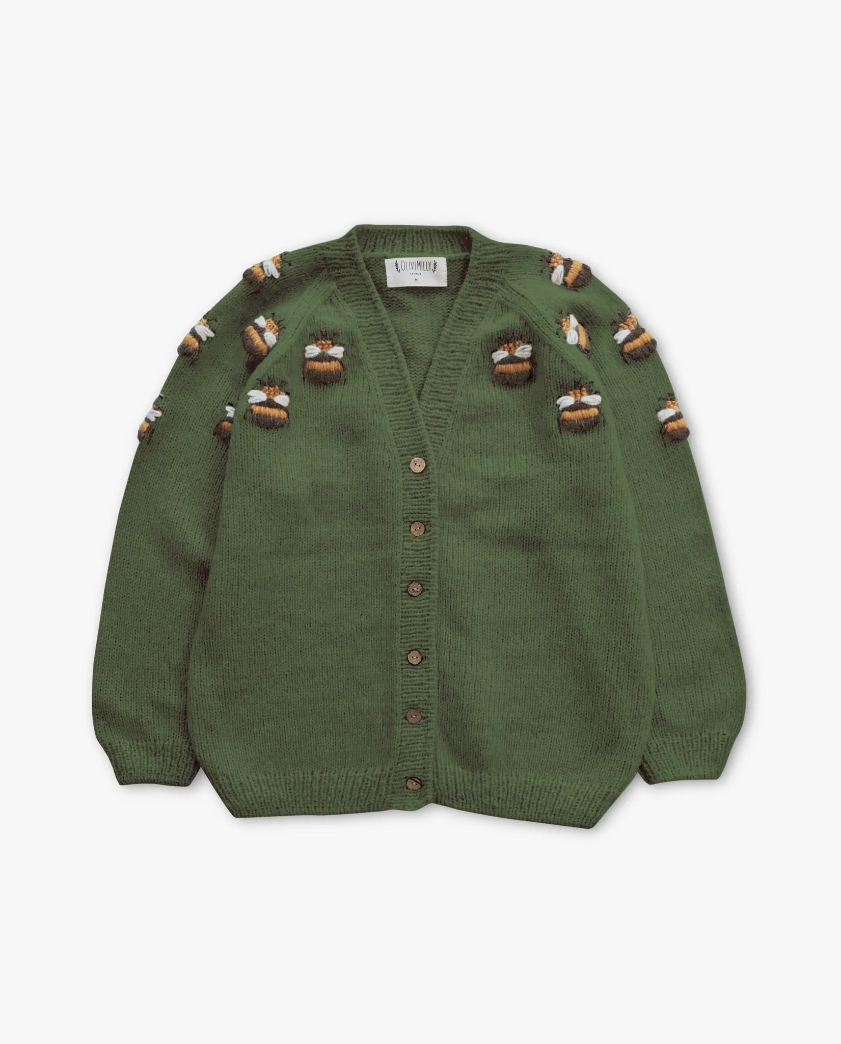 Adult Bee cardigan | Moss Green