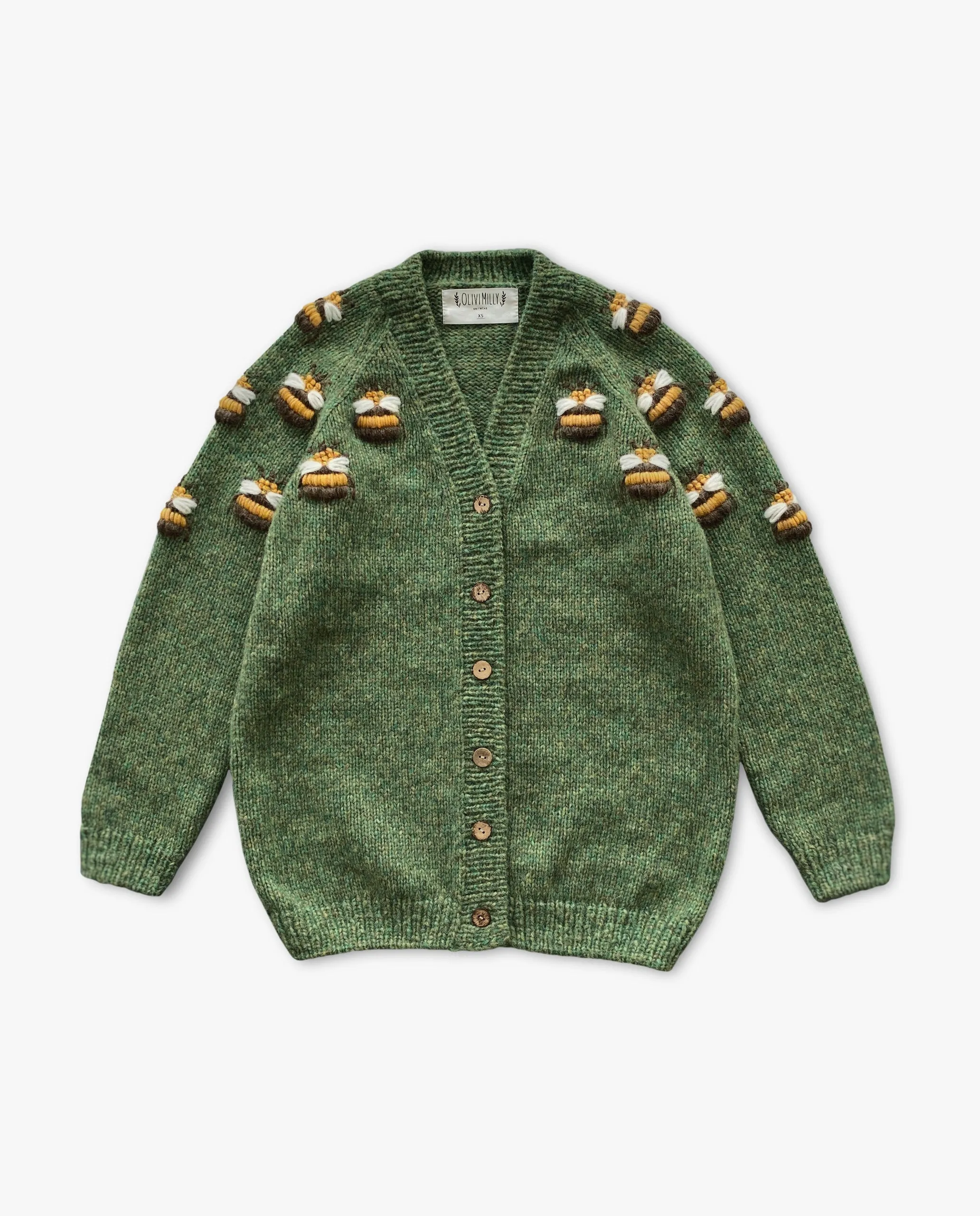 Adult Bee cardigan | Moss Green