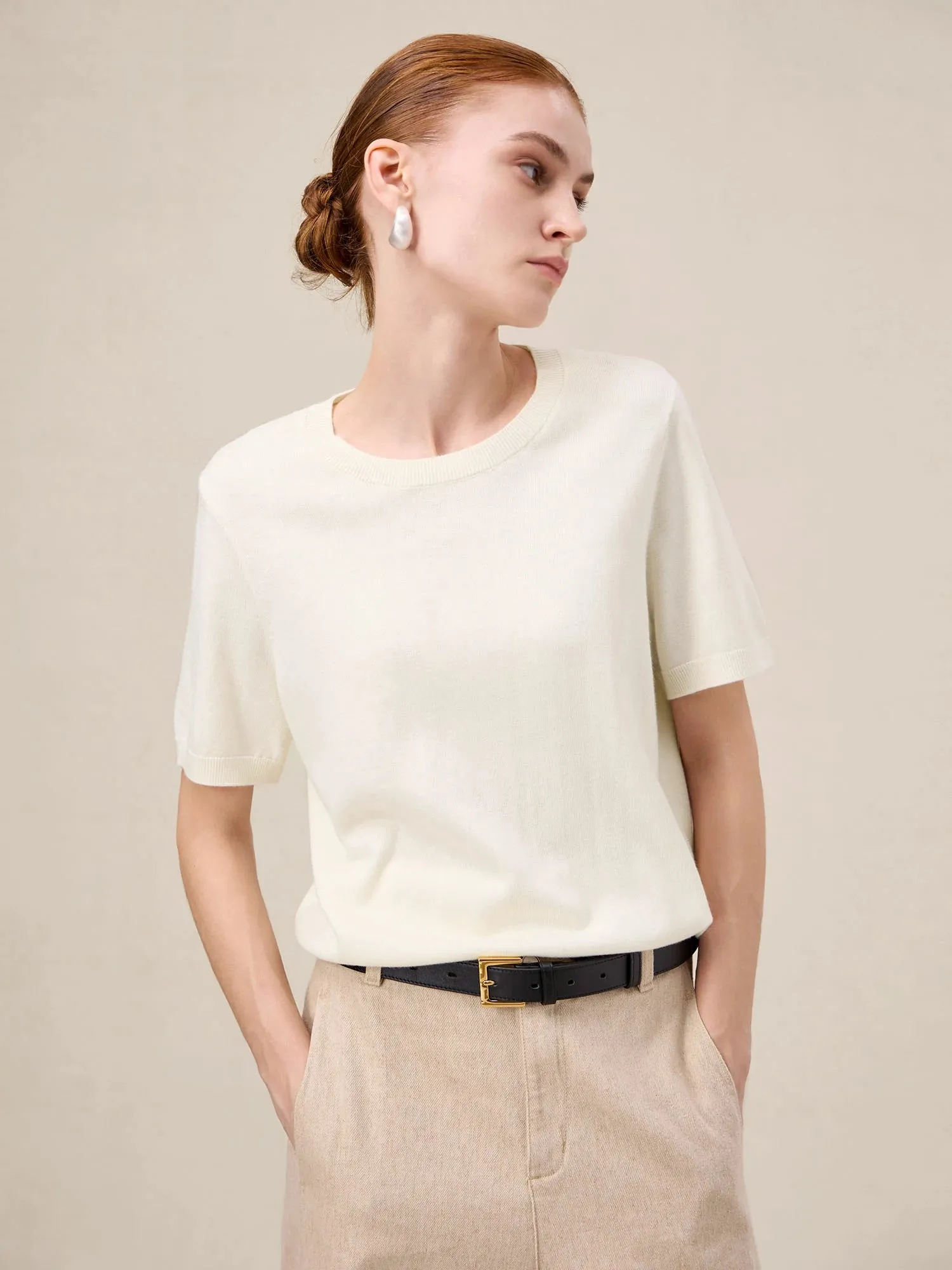 Amoretu Wool Short Sleeve Sweater T-Shirt