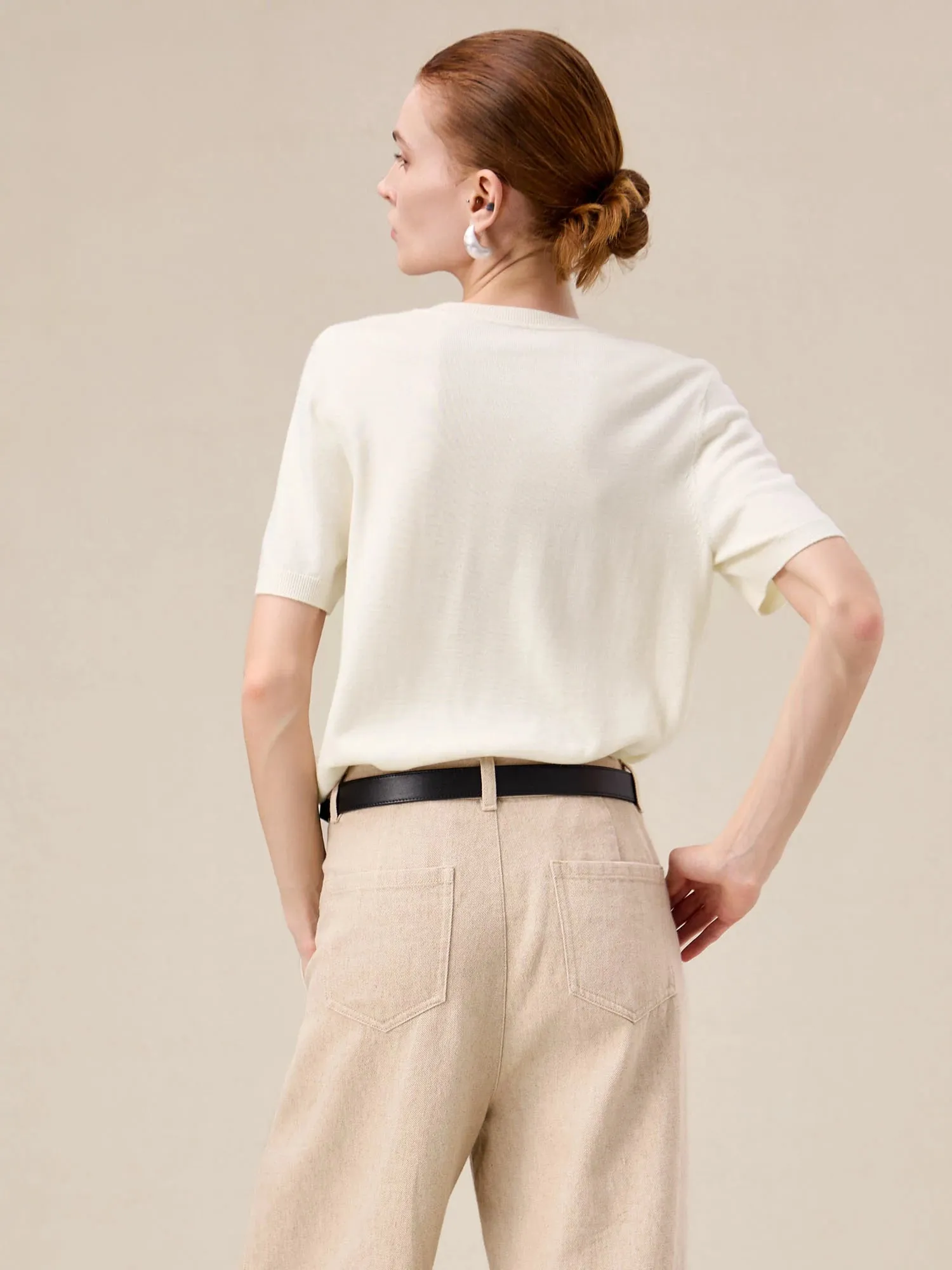 Amoretu Wool Short Sleeve Sweater T-Shirt