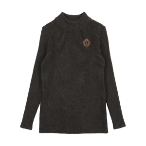 Analogie By Lil Legs Crest Knit Mockneck Grey