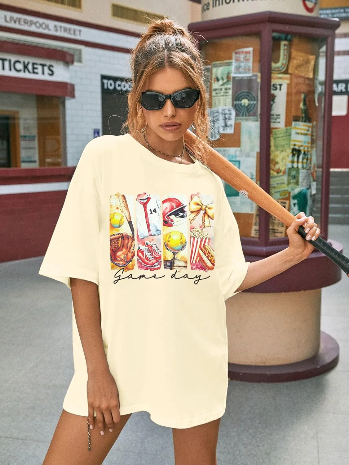 Baseball Mom T-Shirt Women Letter Print Funny Baseball Graphic Tees Tops Short Sleeve Casual Tee