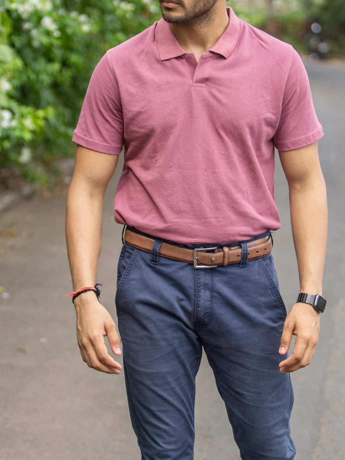 Beet Rose Polo Neck T-Shirt Red