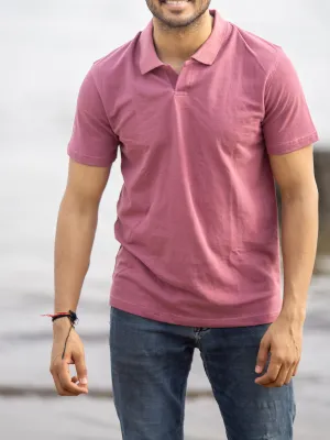 Beet Rose Polo Neck T-Shirt Red