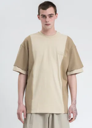 Beige Twist Drill Sliced T-shirt