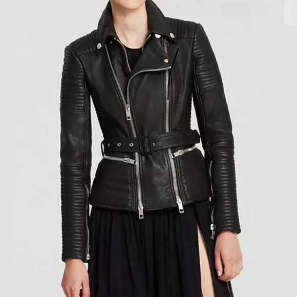 Black Moto Stylish lamb Leather Jacket | Women Leather Jacket by The Jacket Seller