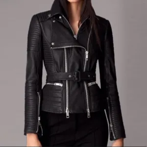 Black Moto Stylish lamb Leather Jacket | Women Leather Jacket by The Jacket Seller