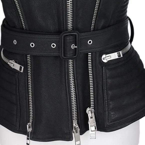Black Moto Stylish lamb Leather Jacket | Women Leather Jacket by The Jacket Seller