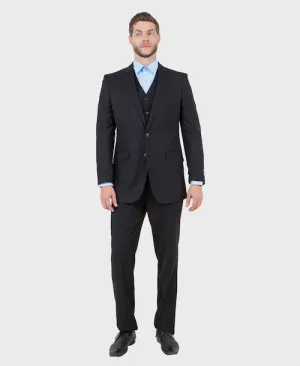 Black Wool Modern Fit 3 Piece Suit