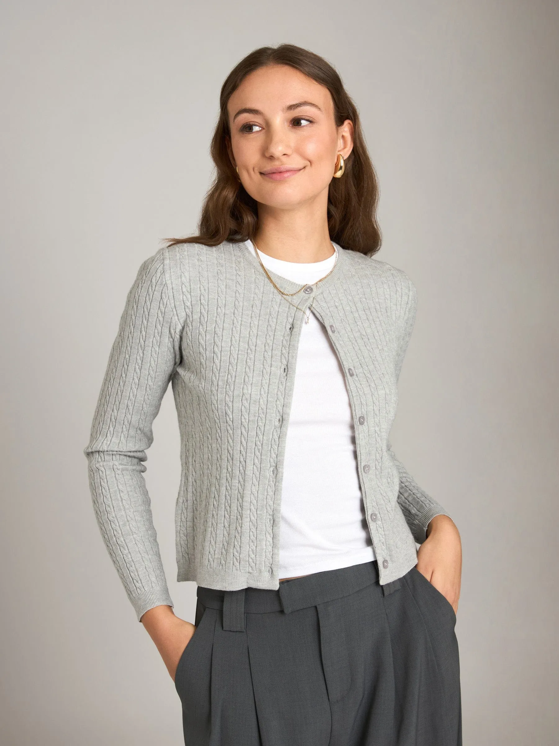 Cable Rib Raquel Crew Neck Cardi