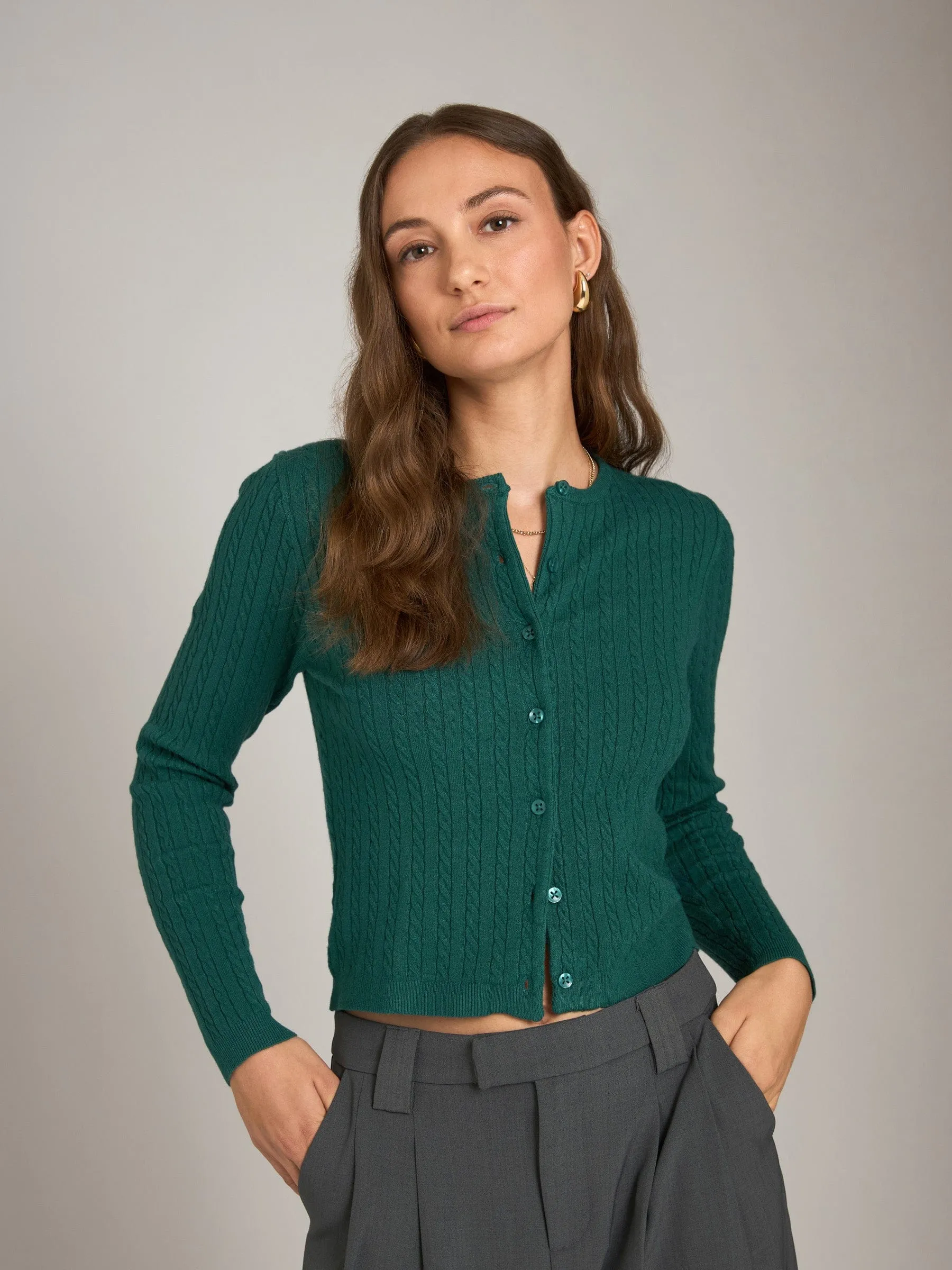 Cable Rib Raquel Crew Neck Cardi