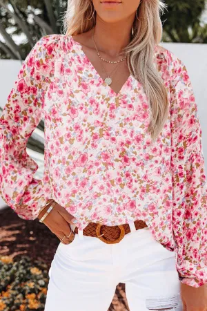 Casual Print Patchwork V Neck Tops(4 Colors)