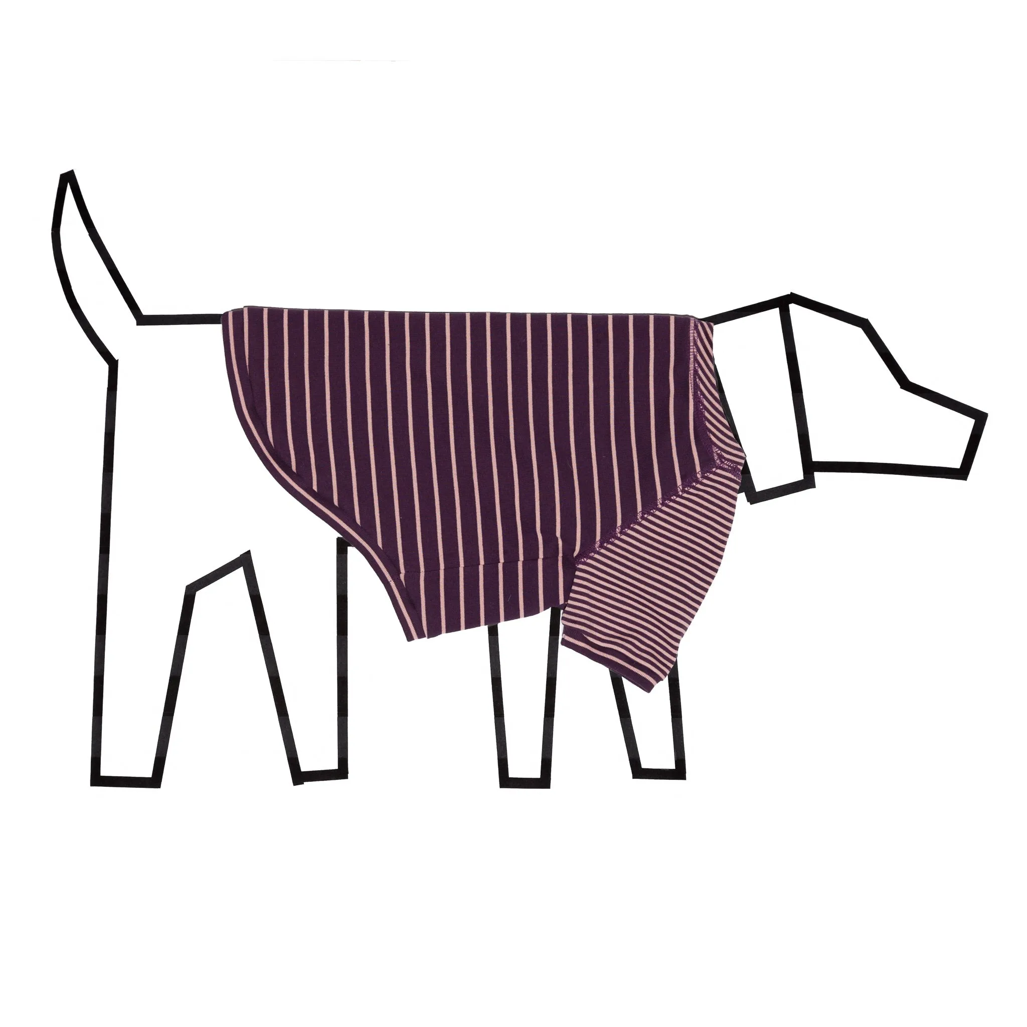 Contrast Striped Dog T-shirt: Burgundy Pink
