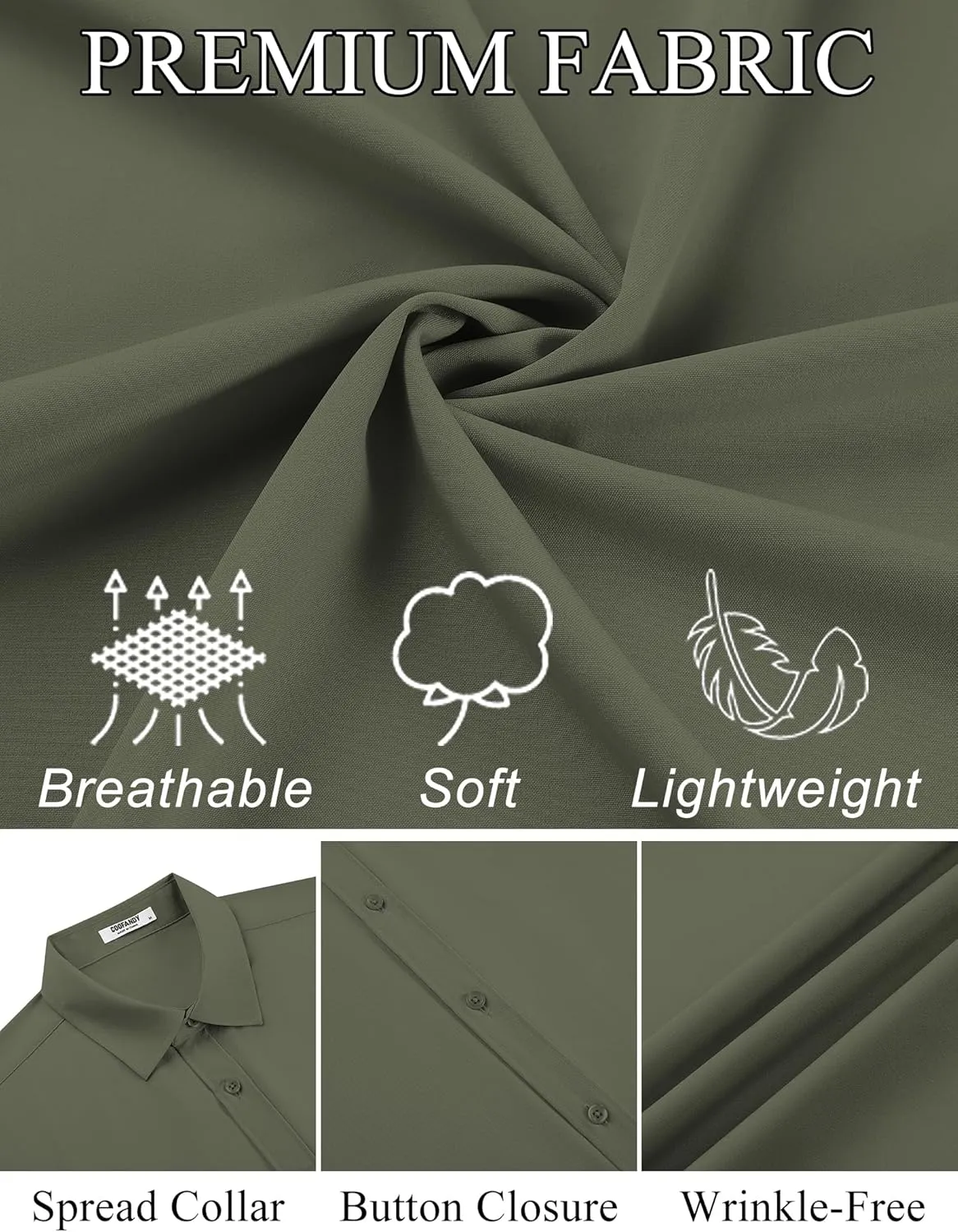 COOFANDY Mens Dress Shirts Button Down Short Sleeve Shirt Summer Shirts Business Casual Wedding Shirt