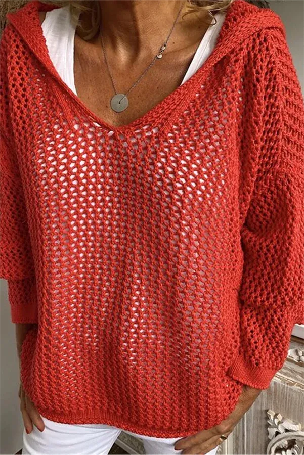 Cool Breeze Loose Knit Hoodie Sweater
