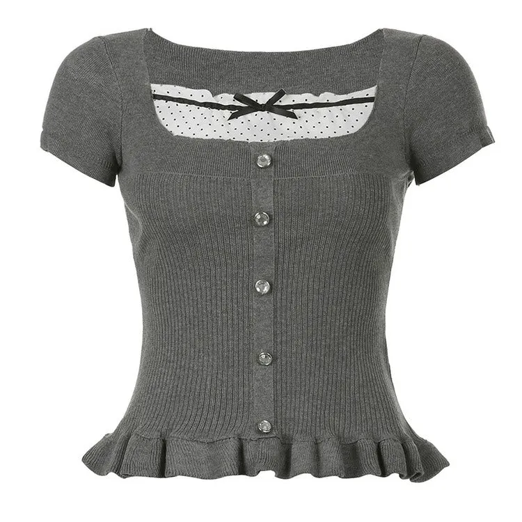 Coquette Aesthetic Rib Top
