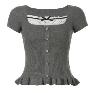 Coquette Aesthetic Rib Top