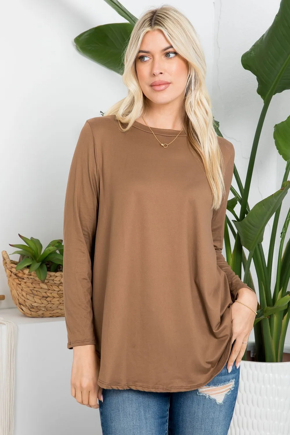 Curvy Buttery Soft Basic Long Sleeve Top