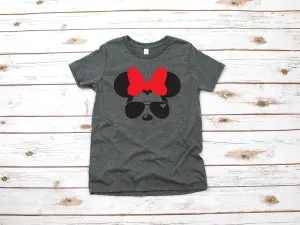Custom Aviator Minnie Mouse Youth T Shirt - Disney Kids T Shirts - Cool Minnie T Shirt - Personalized Name Minnie Mouse Shirt