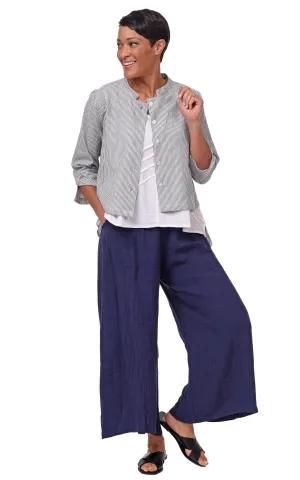 Dakota Womens Cotton Jacket Top in Ticking Stripe