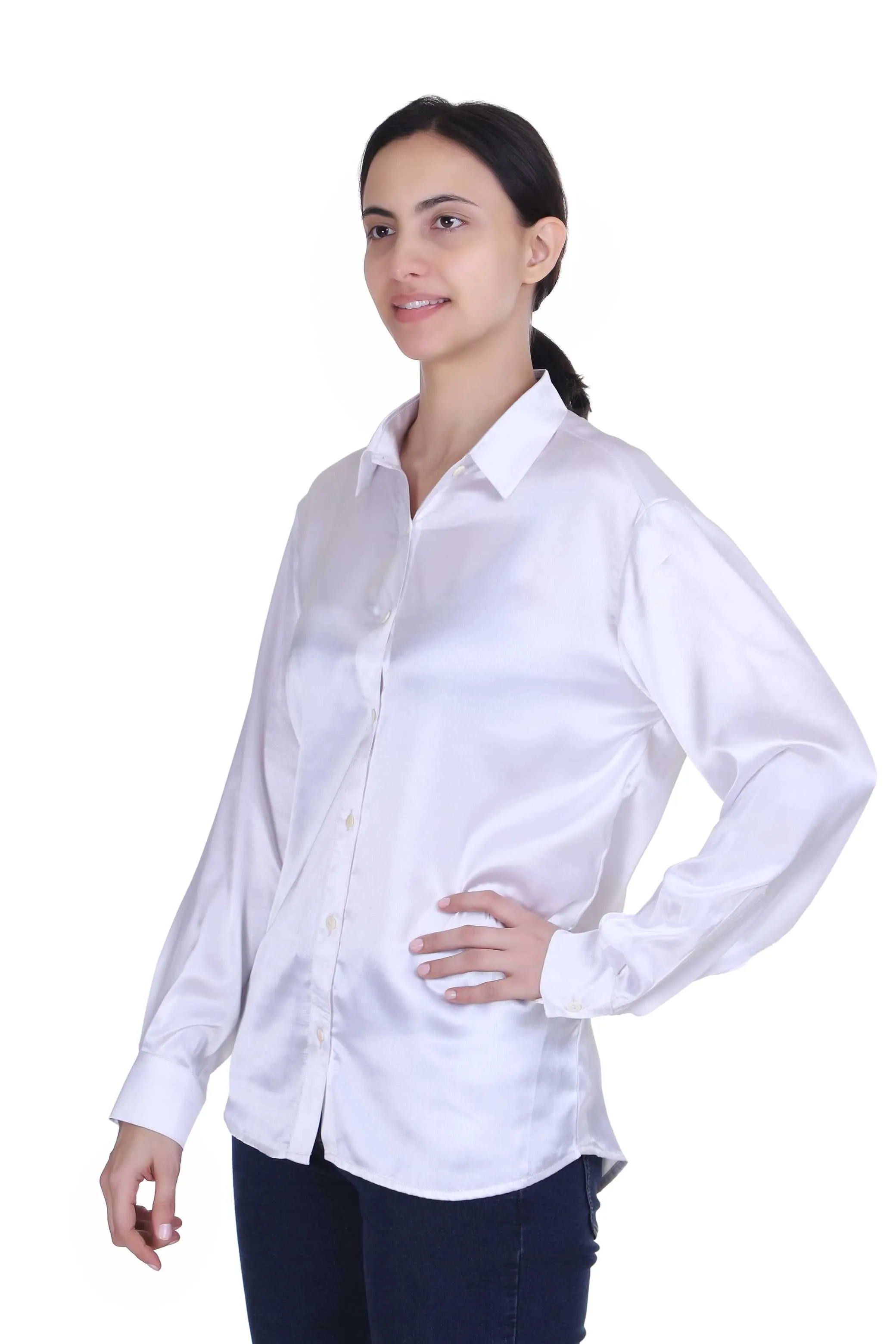 DASIGNER SATIN SHIRT FOR WOMEN