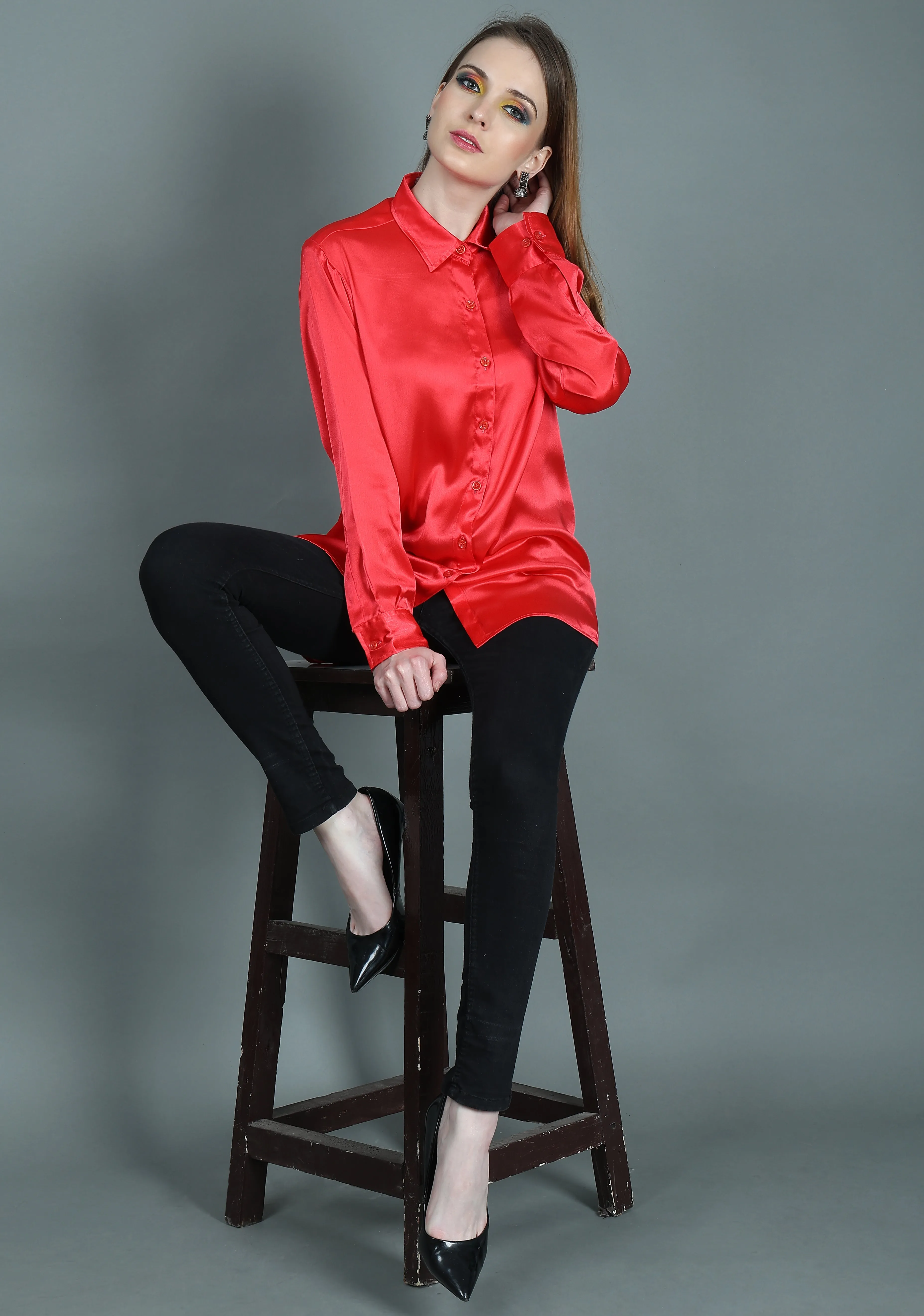 DASIGNER SATIN SHIRT FOR WOMEN
