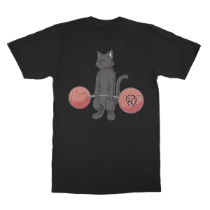 Deadlifting Black Cat (Back Print) T-shirt (UK)