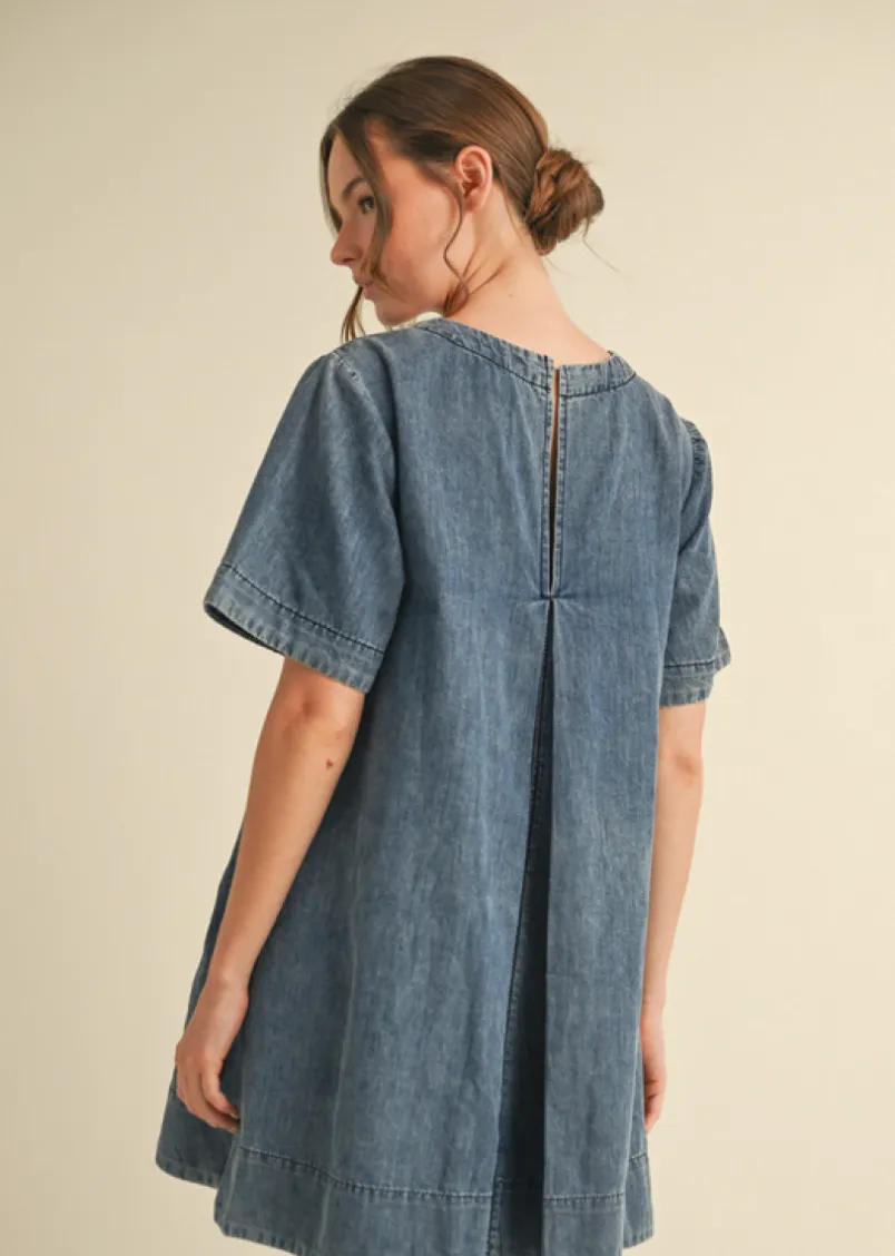 Denim Pleated Dress