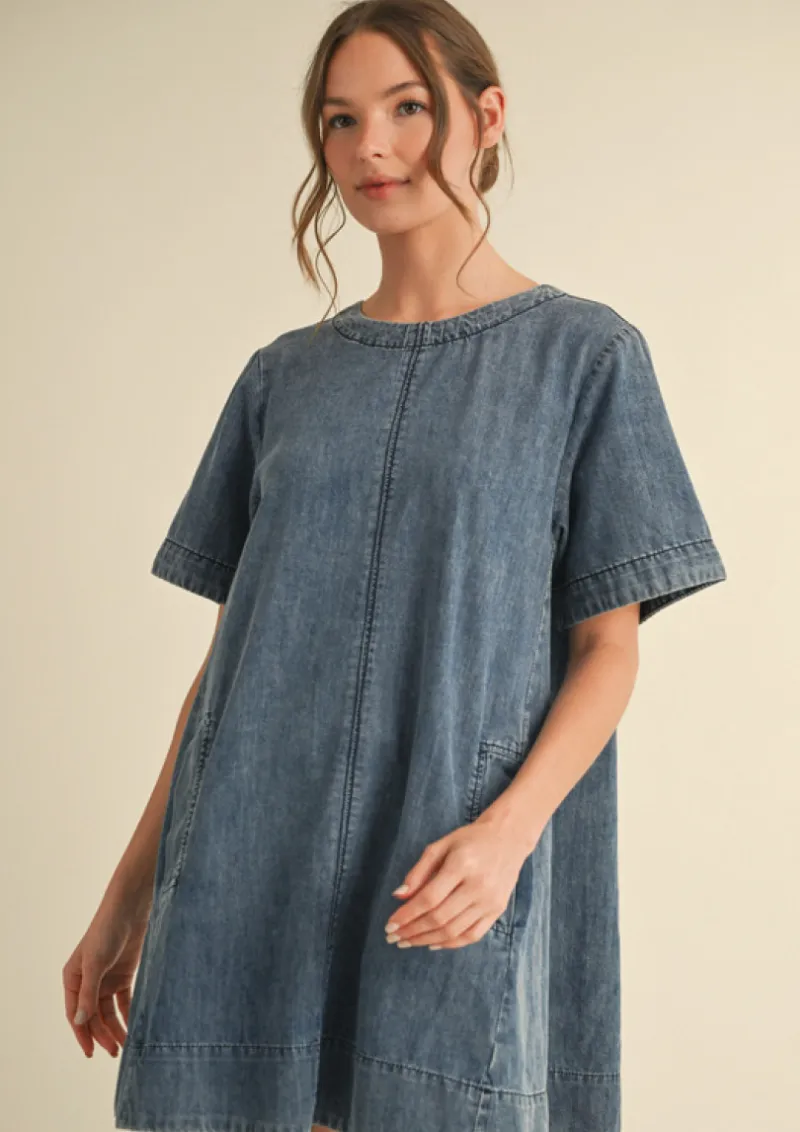 Denim Pleated Dress