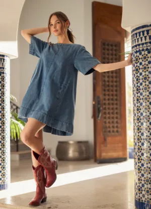 Denim Pleated Dress