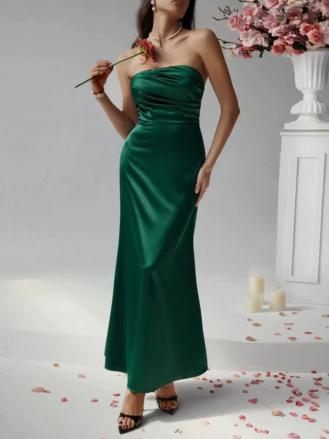 Devine Ruched Tube Maxi Dress
