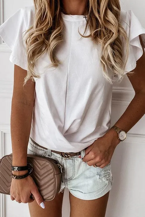 Febedress Stylish Ruffle Short Sleeve T-shirt