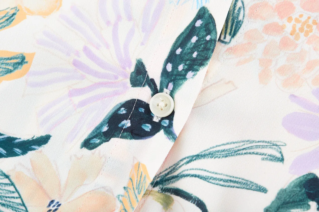 Floral Shirt Collar Blouse