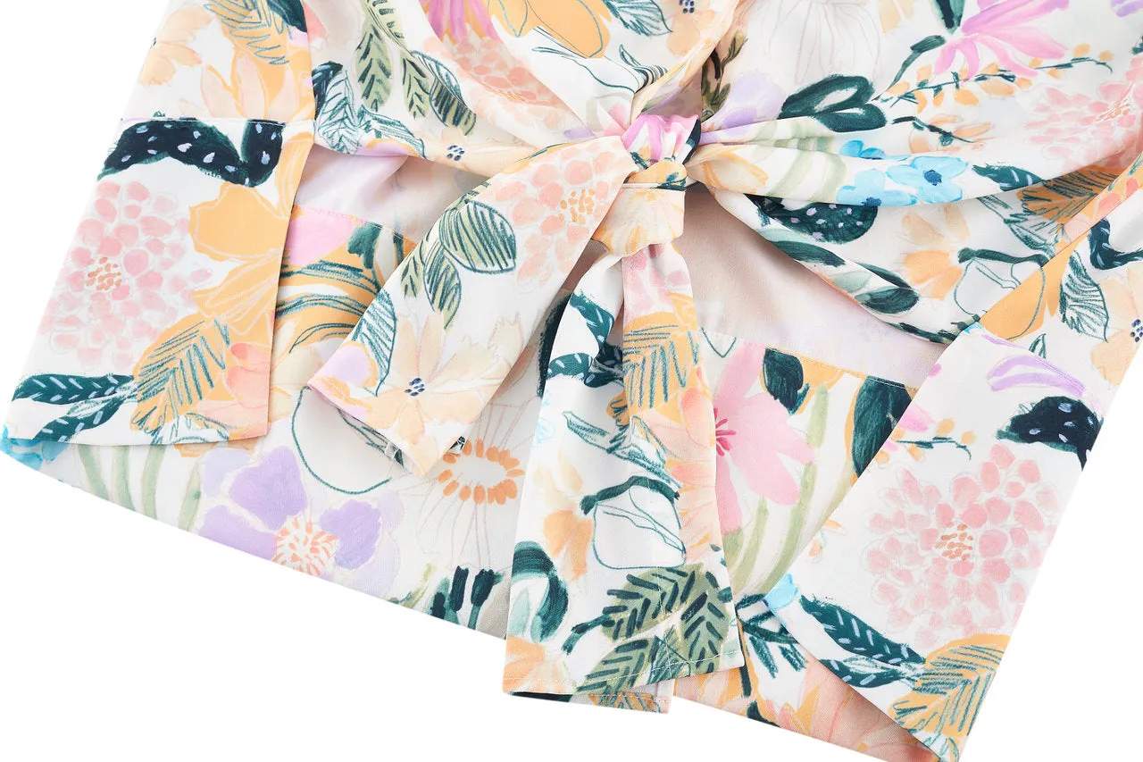Floral Shirt Collar Blouse
