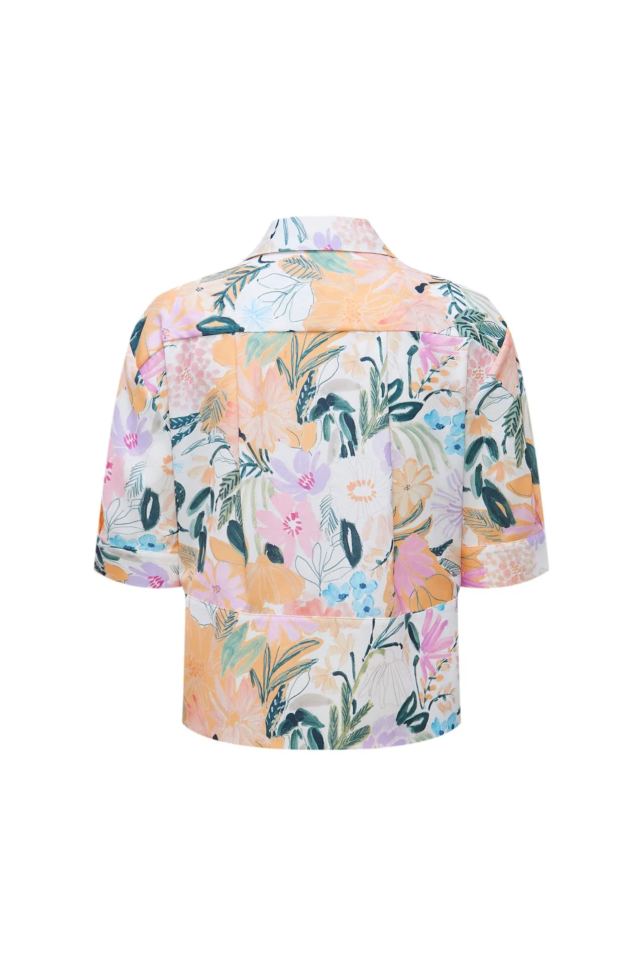 Floral Shirt Collar Blouse