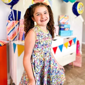 Flower Power Bluey Twirl Dress