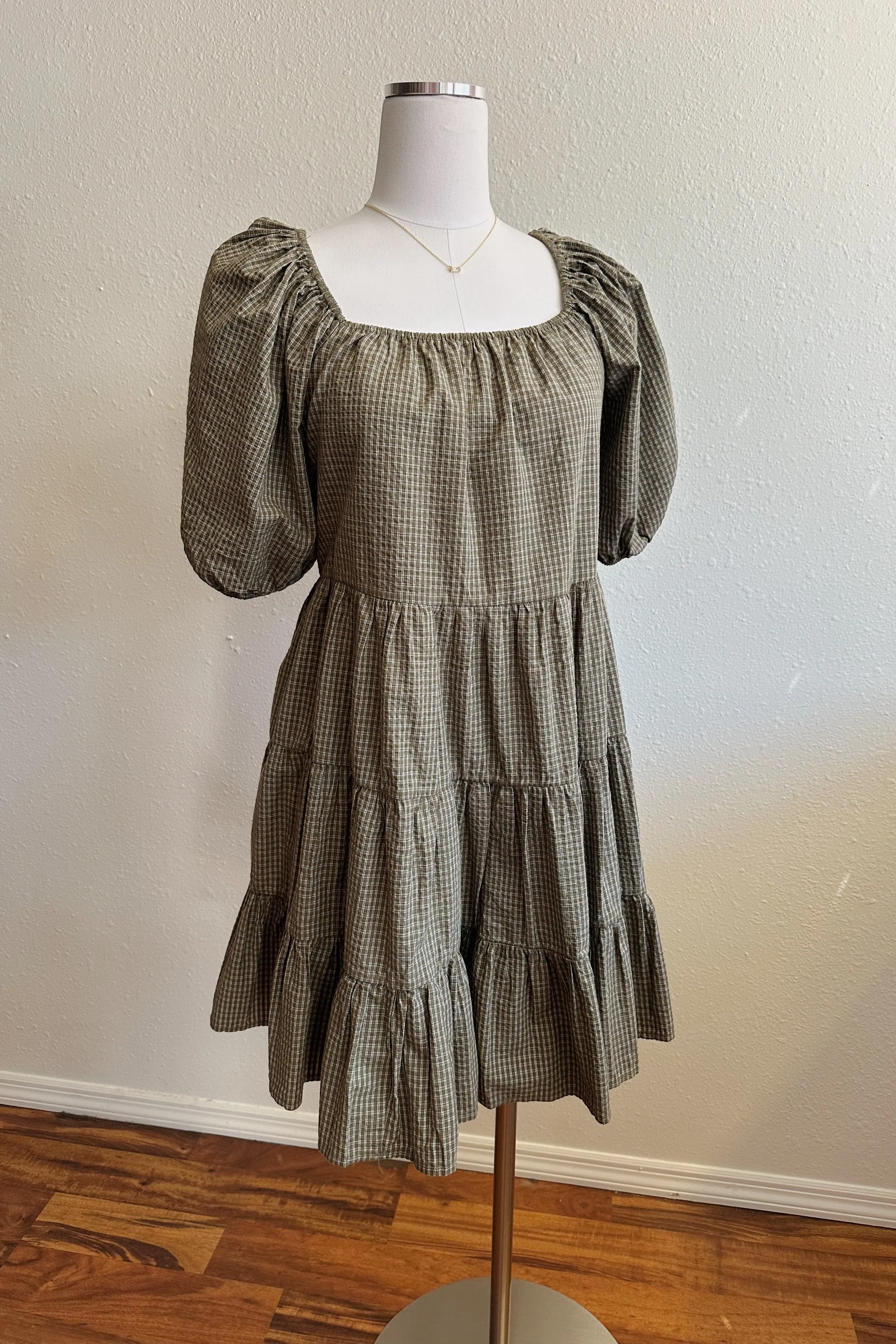 Gingham Puff Sleeve Dress