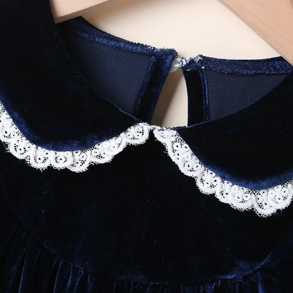 Girls Long Sleeve Doll Collar A-line Dress Wholesale Girl Dresses