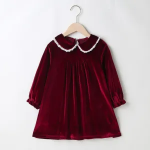 Girls Long Sleeve Doll Collar A-line Dress Wholesale Girl Dresses