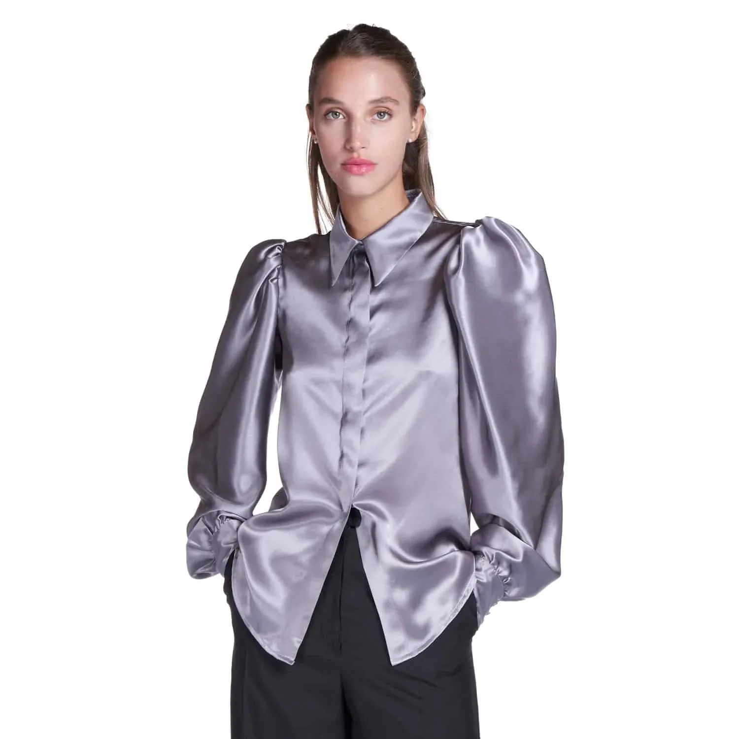 Grey Silk Blouse