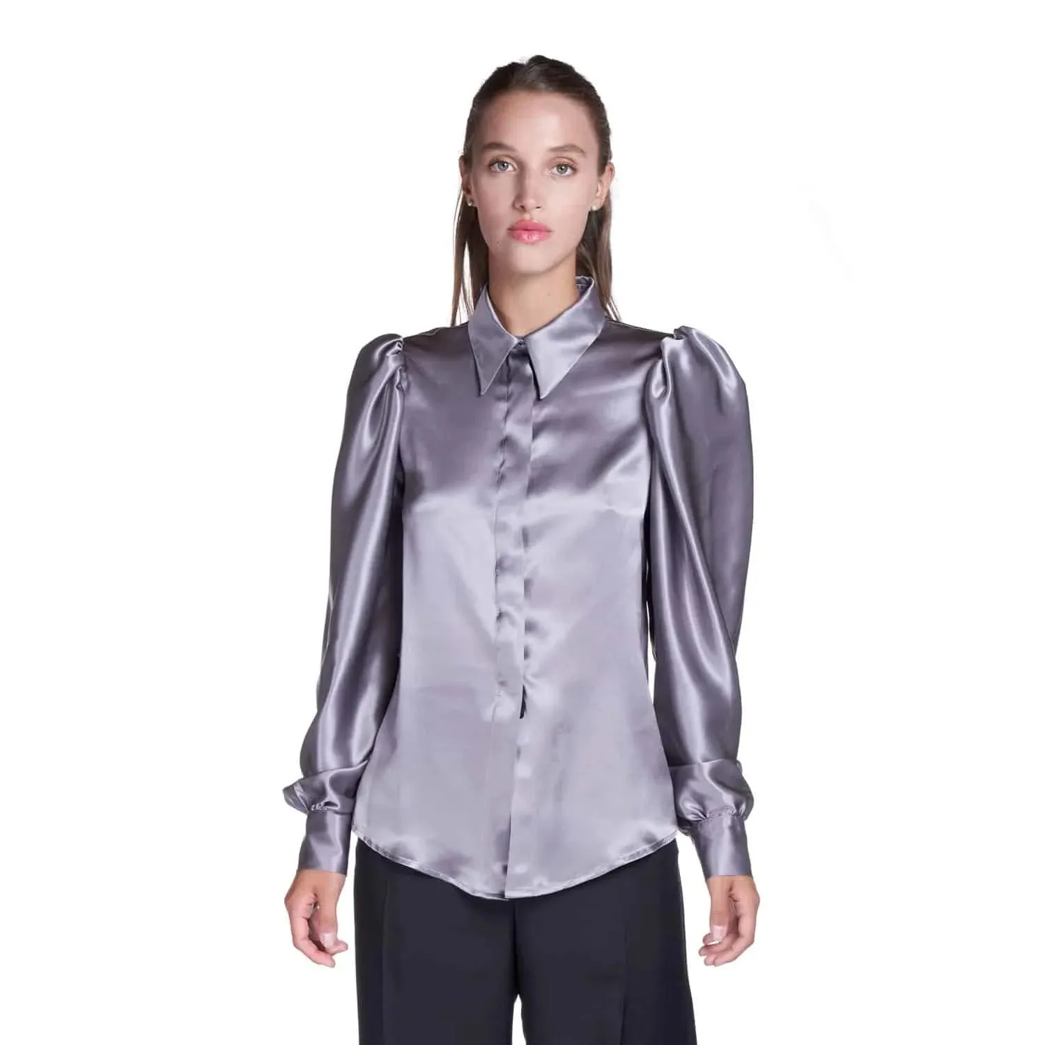 Grey Silk Blouse