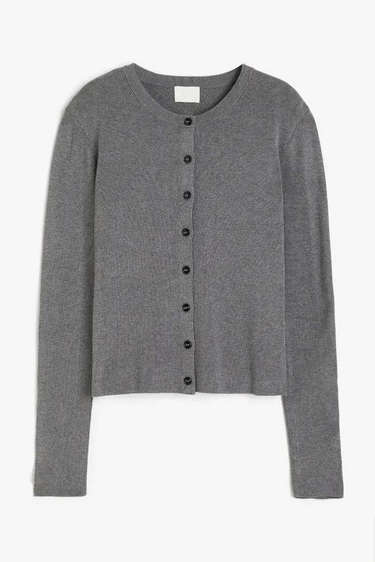 H&M fine knit cardigan, gray