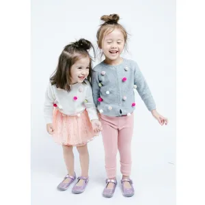 Heather Grey - Pom Pom Cardigan