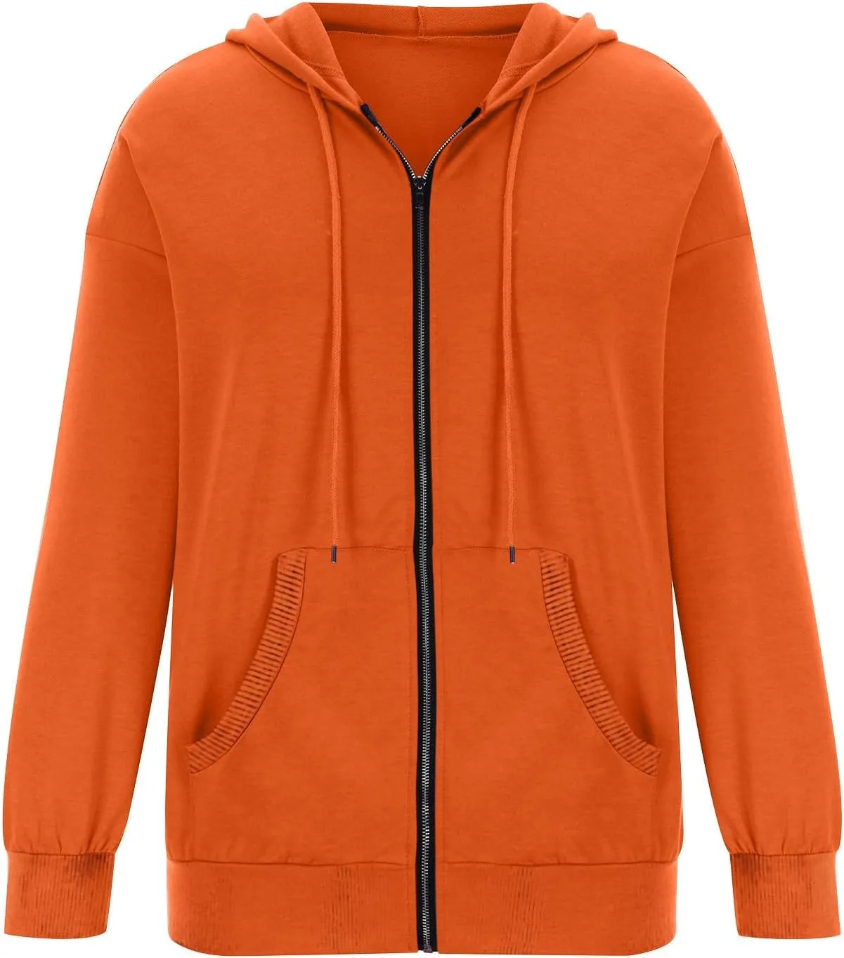 Hoodie Oversized Coat for Women Solid Color Pockets Cardigan Sweatshirts Long Sleeves Zipper Jackets Cardigan Winter