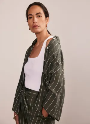 Khaki Striped Relaxed Shirt